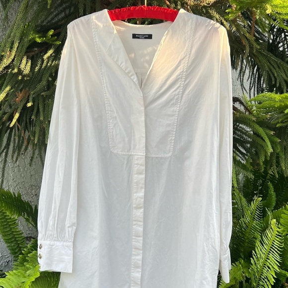 Guess Marciano Crisp White Cotton Shirtdress | Button-Down Bib-Front Dress | S - Picture 8 of 14